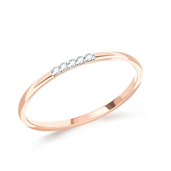 Кольцо Дорожка из красного золота с 5 фианитами