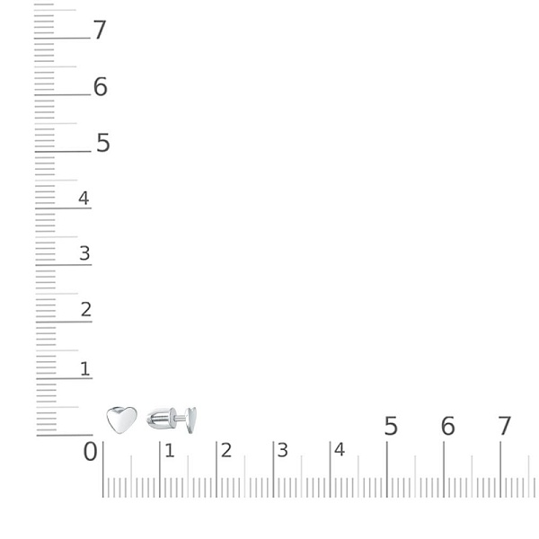 Серьги-пусеты Сердца из белого золота без вставок