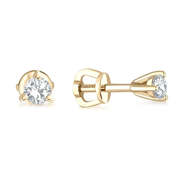 Серьги-пусеты из жёлтого золота с 2 муассанитами