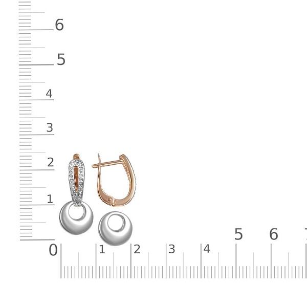 Серьги-трансформеры из красного золота с 42 фианитами