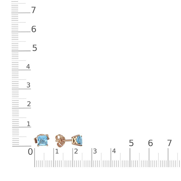 Серьги-пусеты из красного золота с 2 топазами swiss