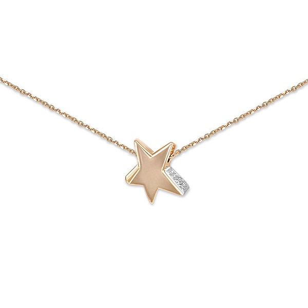 Колье Звезда из красного золота с 8 фианитами