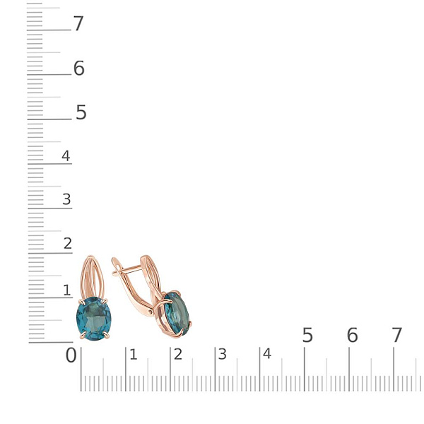 Серьги из красного золота с 2 ситаллами