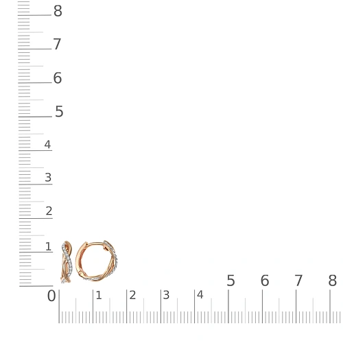 Серьги из красного золота с 32 фианитами