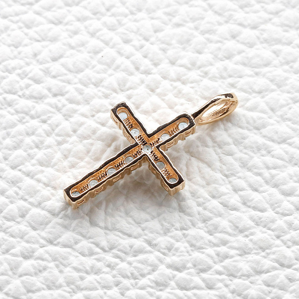 Крест из красного золота с 11 топазами swiss