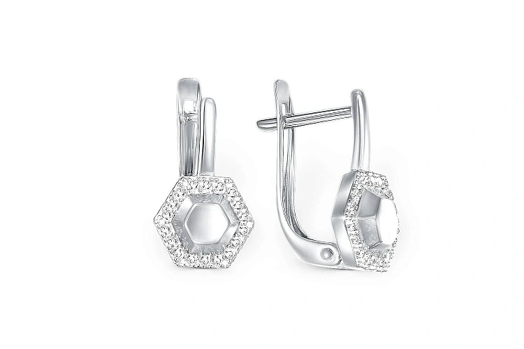 Серьги из белого золота с 36 фианитами