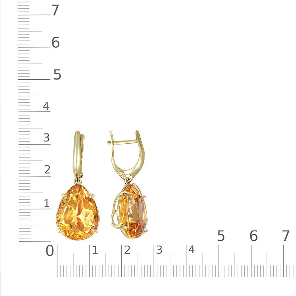 Серьги из жёлтого золота с 2 цитринами