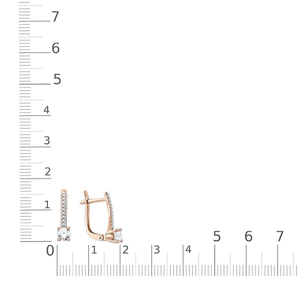 Серьги из красного золота с 20 фианитами