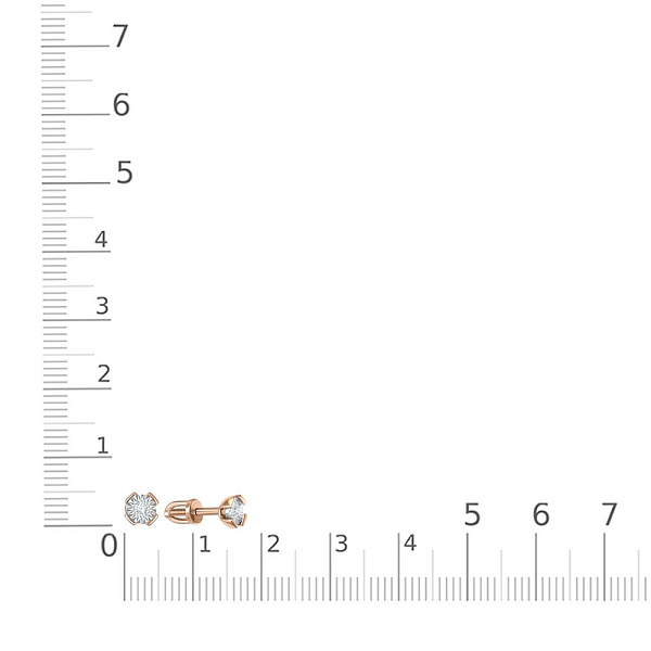 Серьги-пусеты из красного золота с 2 бриллиантами