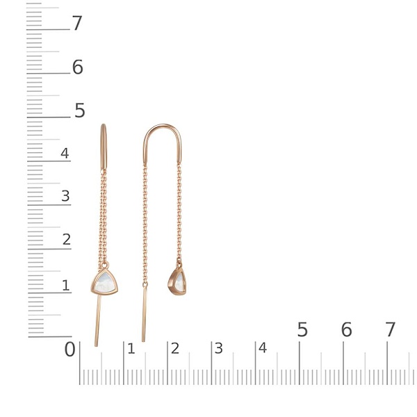 Детские серьги-продёвки из красного золота с перламутром