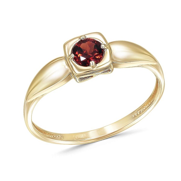 Кольцо из жёлтого золота с гранатом
