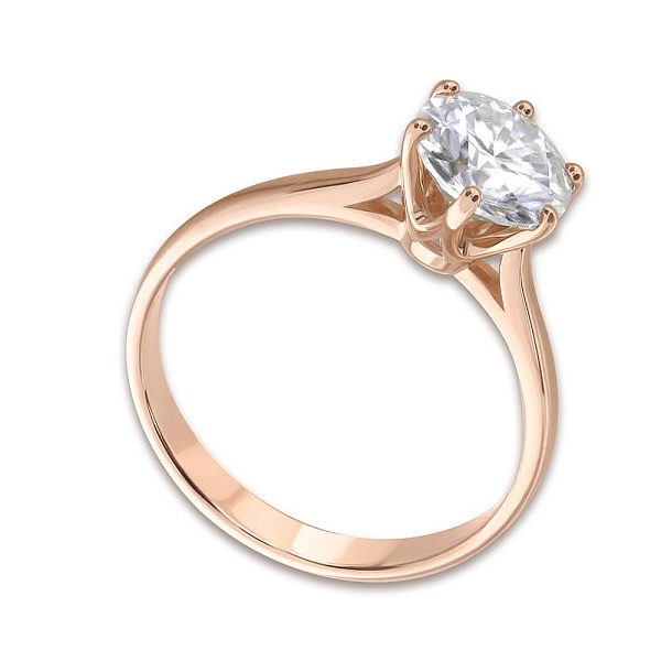 Кольцо из красного золота с муассанитом