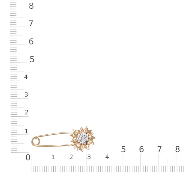 Булавка Цветок из красного золота с 22 бриллиантами