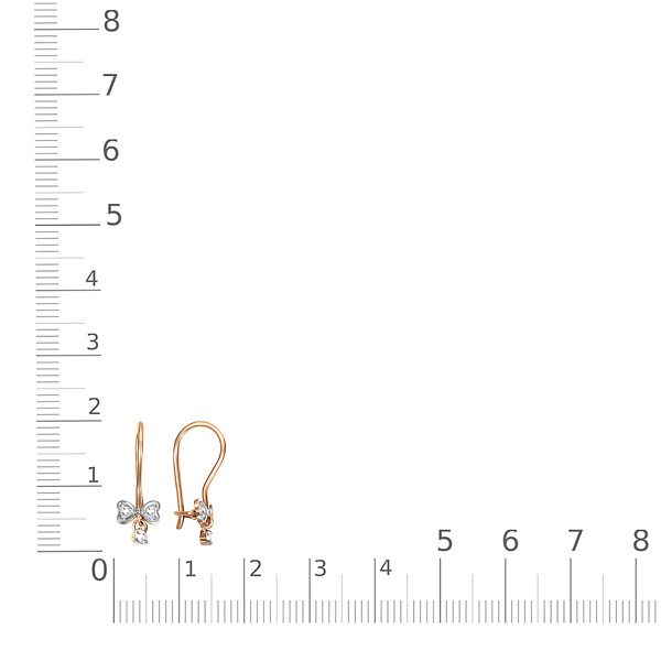 Детские серьги Бантики из красного золота с 6 фианитами