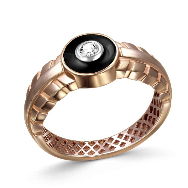 Печатка из красного золота с бриллиантом