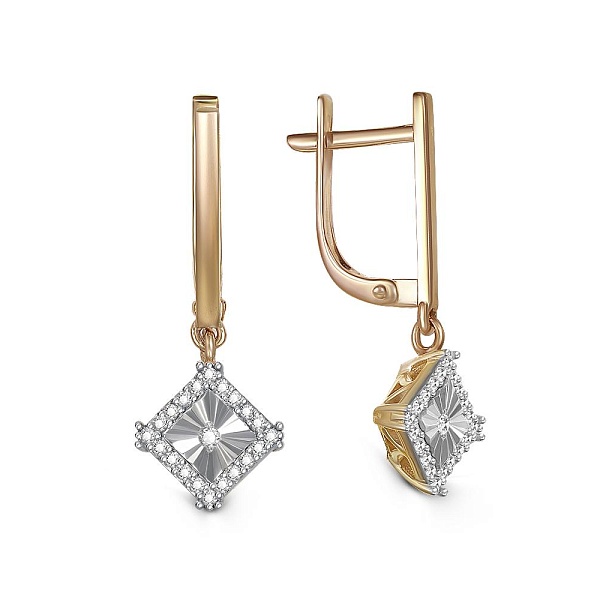 Серьги из жёлтого золота с 42 бриллиантами