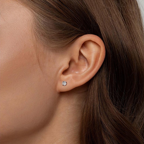 Серьги-пусеты из красного золота с 2 бриллиантами