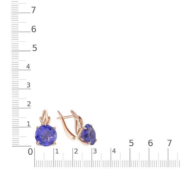 Серьги из красного золота с 2 ситаллами