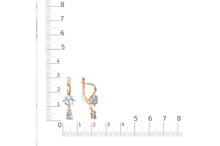 Серьги из красного золота с 4 топазами sky