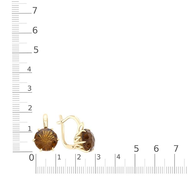 Серьги из жёлтого золота с 2 кварцами