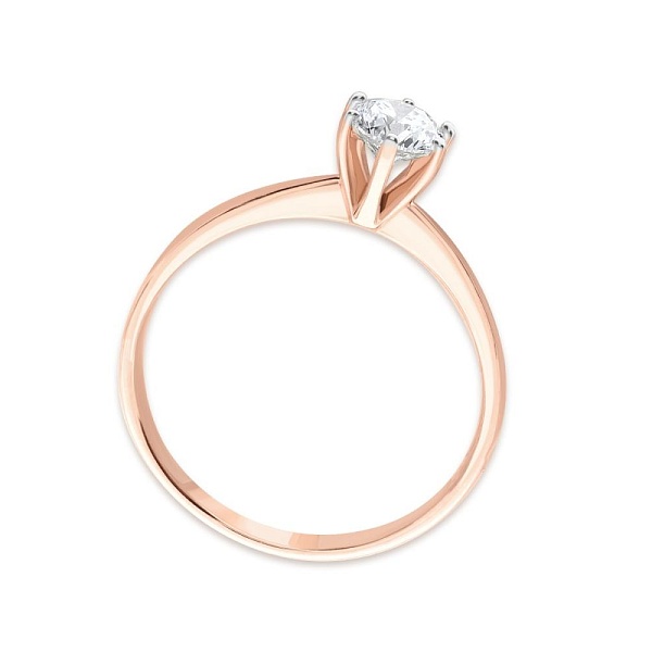 Кольцо из красного золота с выращенным бриллиантом