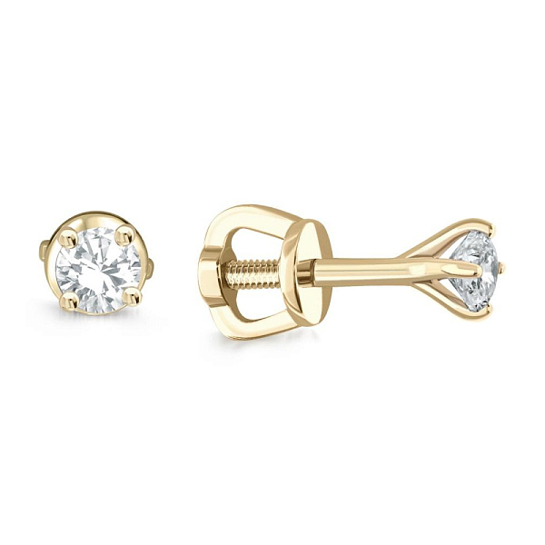 Серьги-пусеты из жёлтого золота с 2 муассанитами