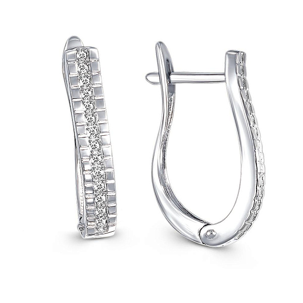 Серьги Дорожки из белого золота с 28 бриллиантами