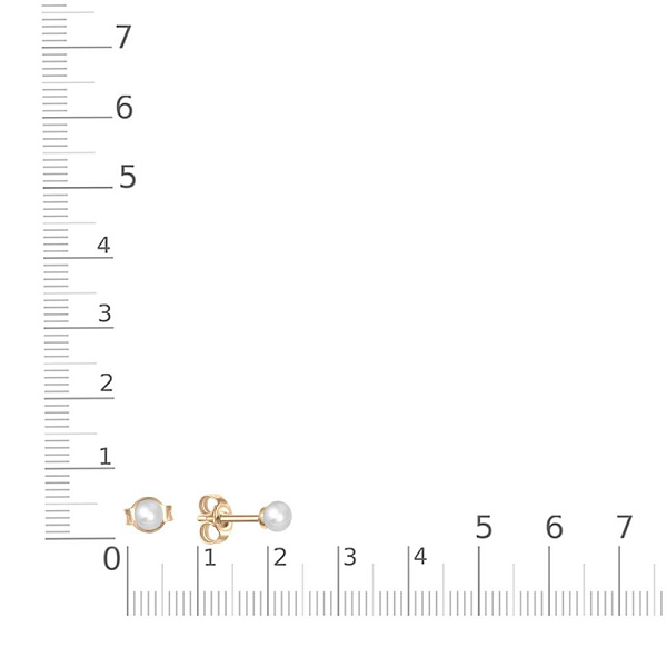 Серьги-пусеты из жёлтого золота с 2 жемчужинами