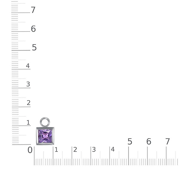 Подвеска серёг-трансформеров квадрат из белого золота с аметистом