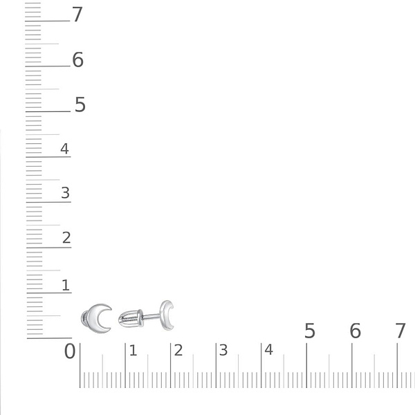 Серьги-пусеты Месяцы из белого золота без вставок