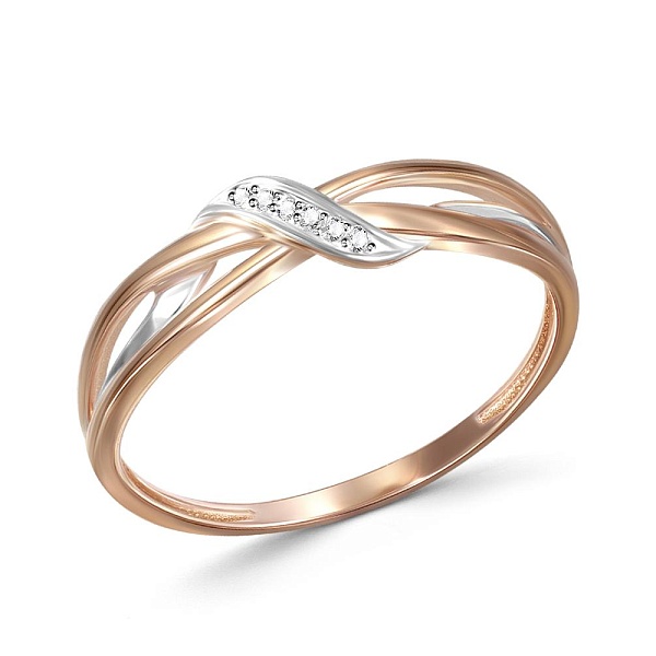 Кольцо из красного золота с 6 бриллиантами