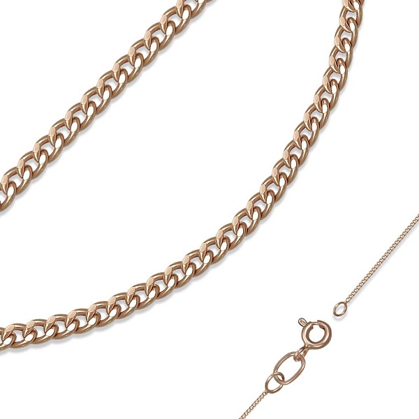 Цепь плетение панцирь ⌀ нити 0,25 мм  из красного золота