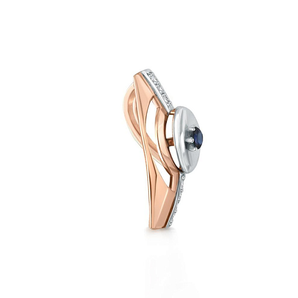 Подвеска из красного золота с сапфиром и 7 бриллиантами