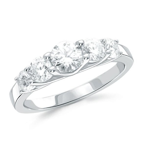 Кольцо Дорожка из белого золота с 5 муассанитами