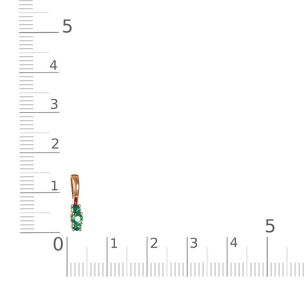 Подвеска из красного золота с 3 изумрудами