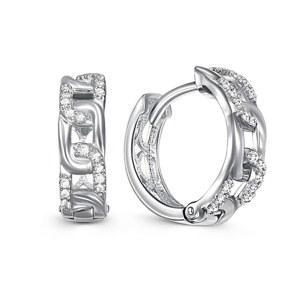 Серьги из белого золота с 36 фианитами