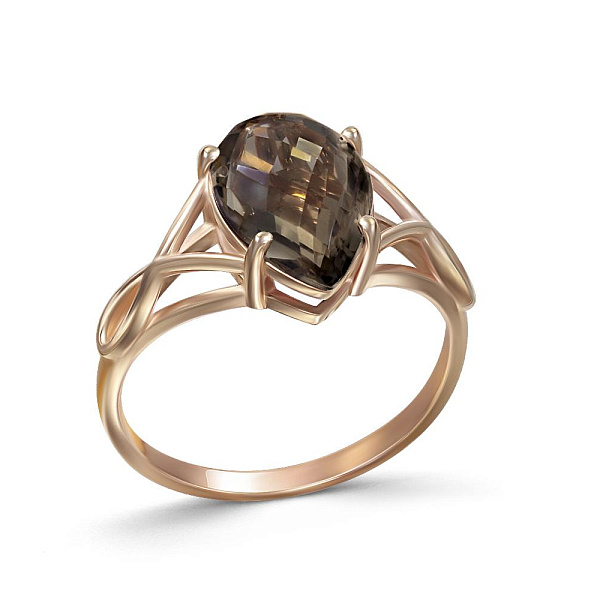 Кольцо из красного золота с раухтопазом