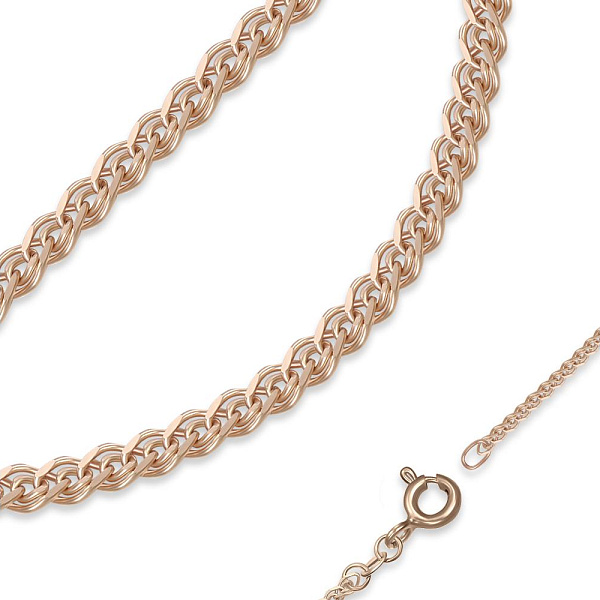 Цепь плетение нонна ⌀ нити 0,35 мм  из красного золота