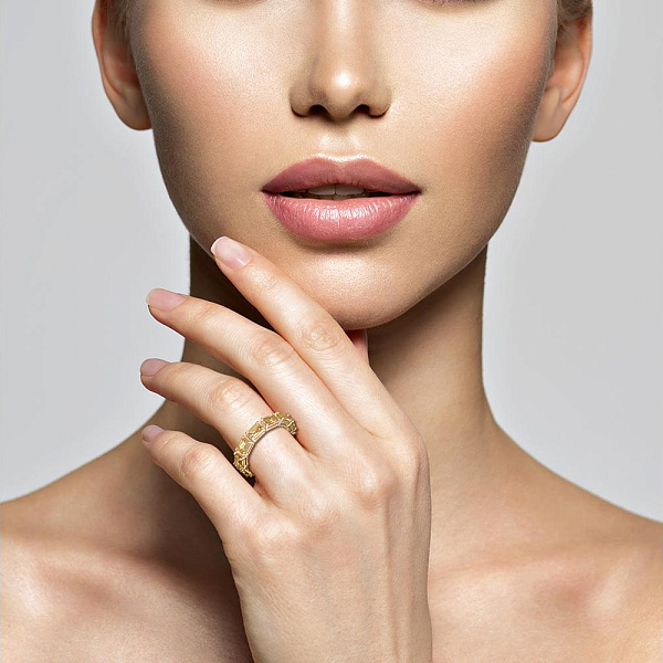 Кольцо Дорожка из жёлтого золота с 10 цитринами