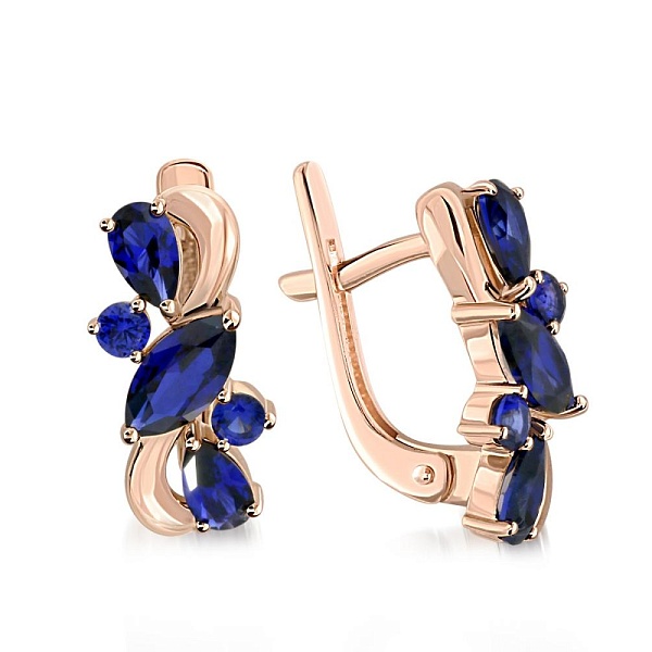 Серьги из красного золота с 10 корундами