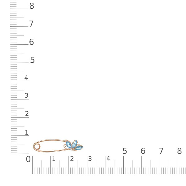 Булавка Цветок из красного золота с 3 топазами swiss и фианитом