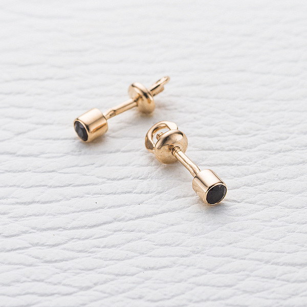 Серьги-пусеты из красного золота с 2 гранатами