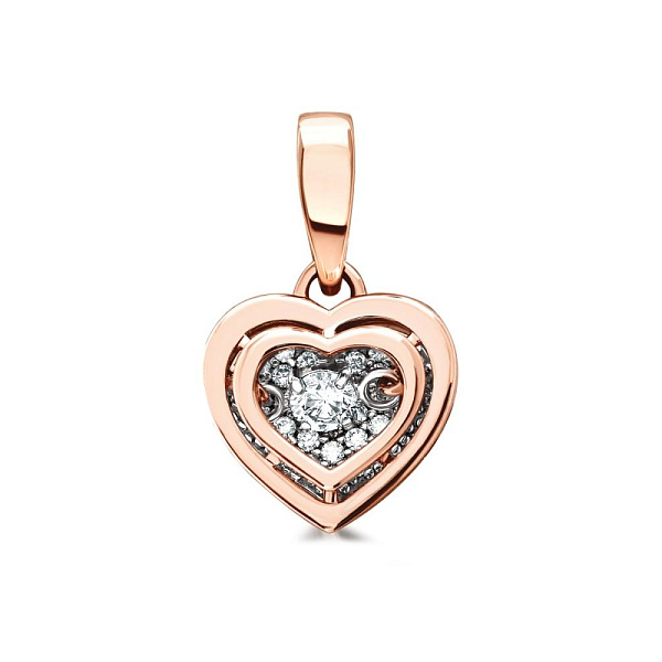 Подвеска Сердце из красного золота с 32 выращенными бриллиантами
