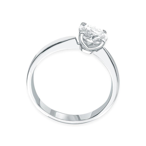 Кольцо из белого золота с выращенным бриллиантом