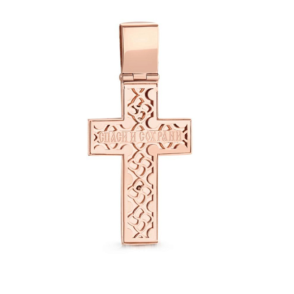 Крест из красного золота с бриллиантом