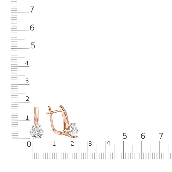 Серьги из красного золота с 2 муассанитами