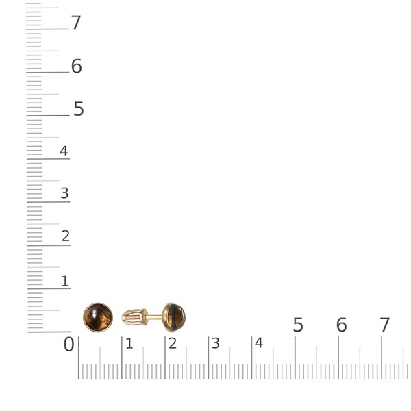 Серьги-пусеты из жёлтого золота с 2 раухтопазами