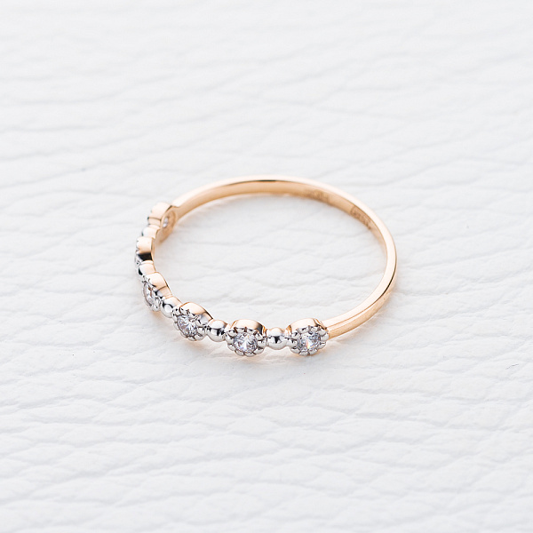 Кольцо из красного золота с 6 фианитами