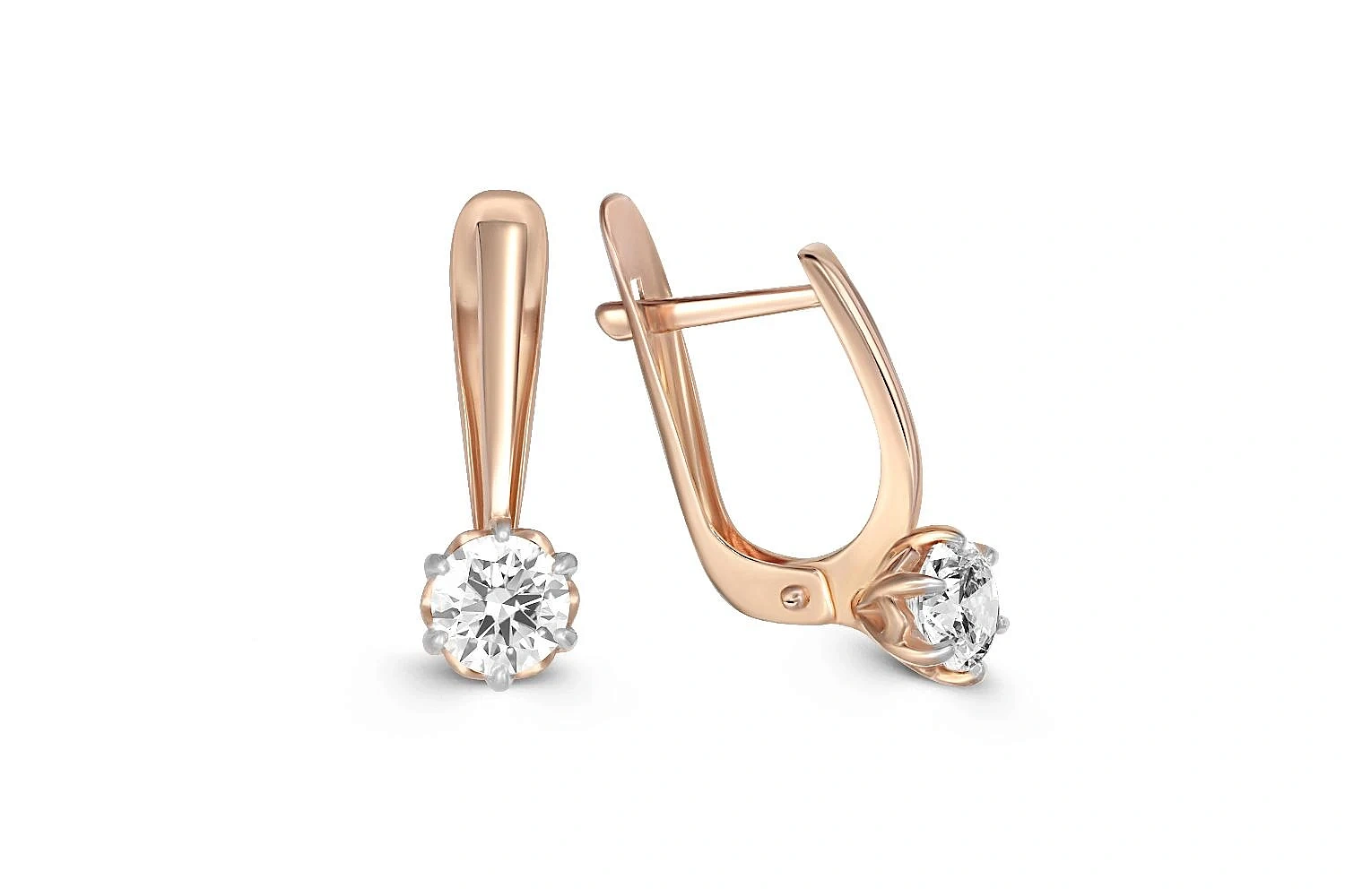 Серьги из красного золота с 2 кристаллами swarovski