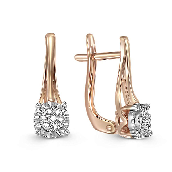 Серьги Малинки из красного золота с 14 бриллиантами